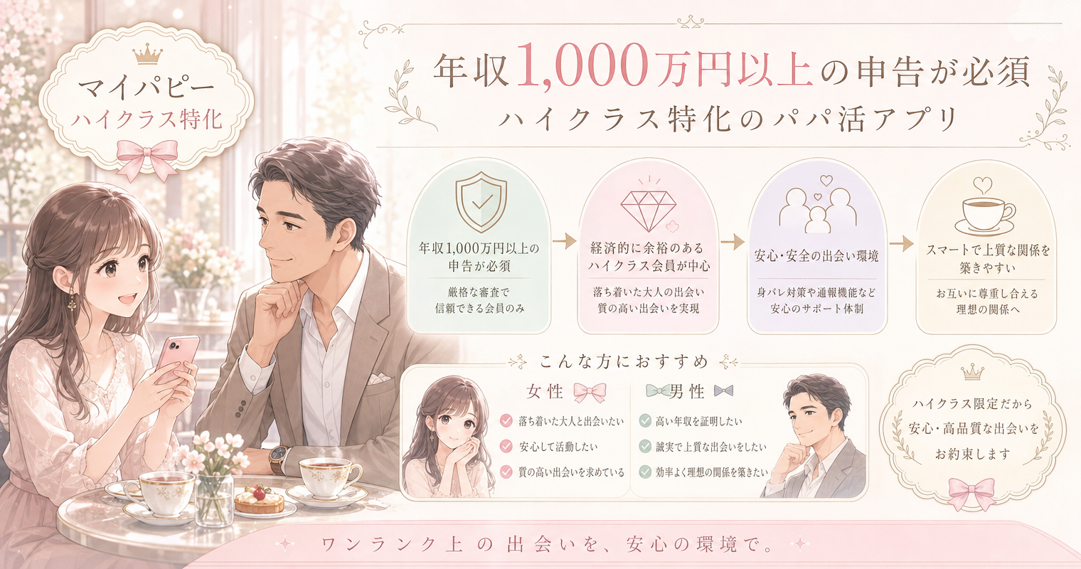 第6位：マイパピー、年収1,000万円以上の申告が必須のハイクラス特化